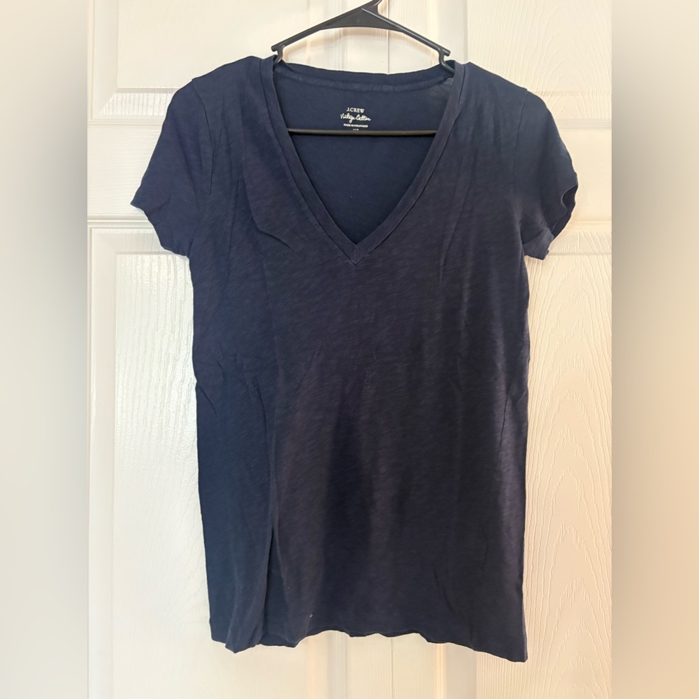 J. Crew Blue Fitted Cap Sleeve Tee
